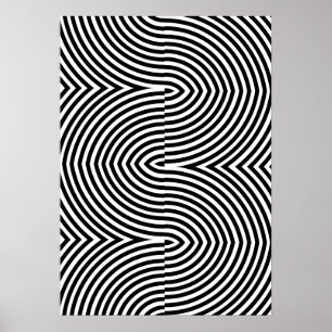 Póster abstracto geométrico en negro y blanco atre