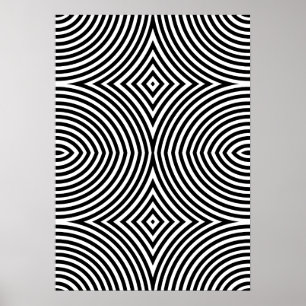 Póster abstracto geométrico en negro y blanco atre