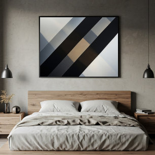 Póster Abstracto Geométrico Minimalista Neutral Diagonal