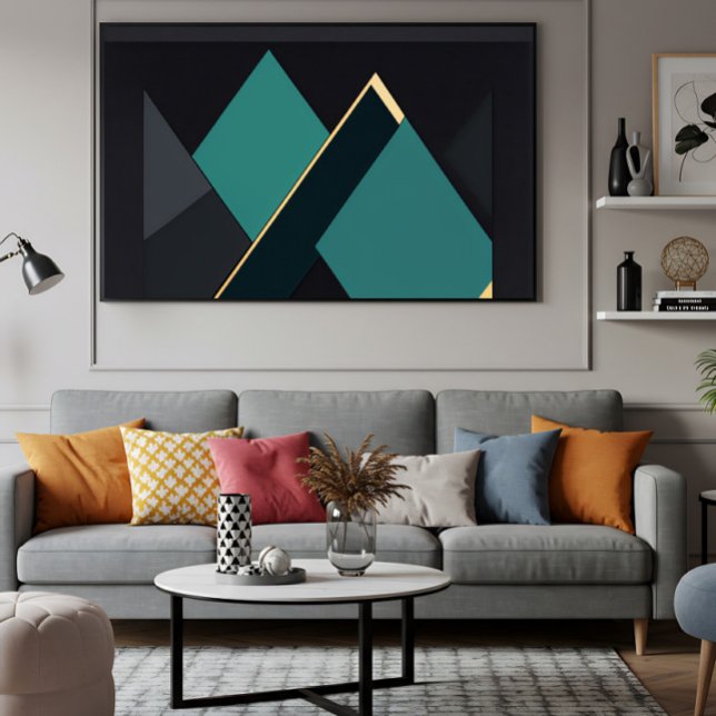 Póster Abstracto Geométrico Moderno de Turquesa y Dorado (Subido por el creador)