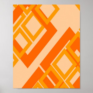 Póster abstracto geométrico naranja y amarillo