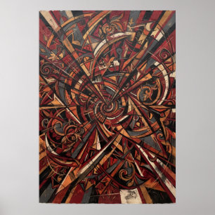 Póster abstracto geométrico rojo y negro