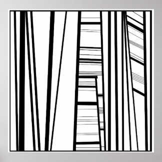 Póster abstracto moderno b/w