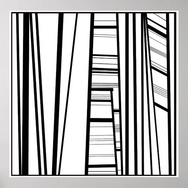 Póster abstracto moderno b/w (Frente)