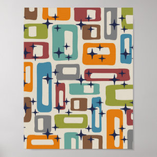 Póster Abstracto Moderno de Mitad de Siglo Retro