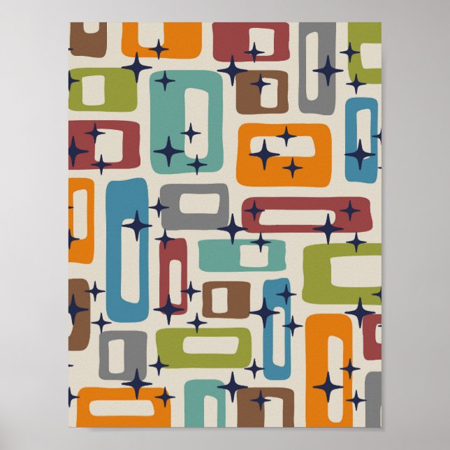 Póster Abstracto Moderno de Mitad de Siglo Retro (Frente)