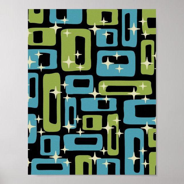 Póster Abstracto Moderno de Mitad de Siglo Retro (Frente)