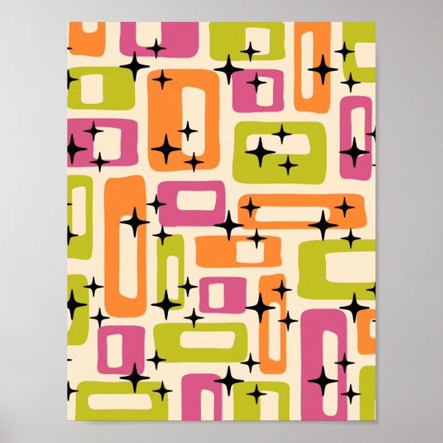 Póster Abstracto Moderno de Mitad de Siglo Retro (Frente)
