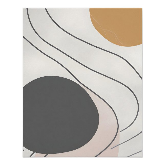 Póster Abstracto Moderno Neutral con Líneas Fluidas (Anverso)