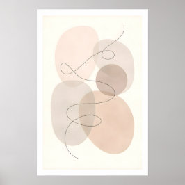 Póster Abstracto Moderno Neutral de Línea y Forma Mínima