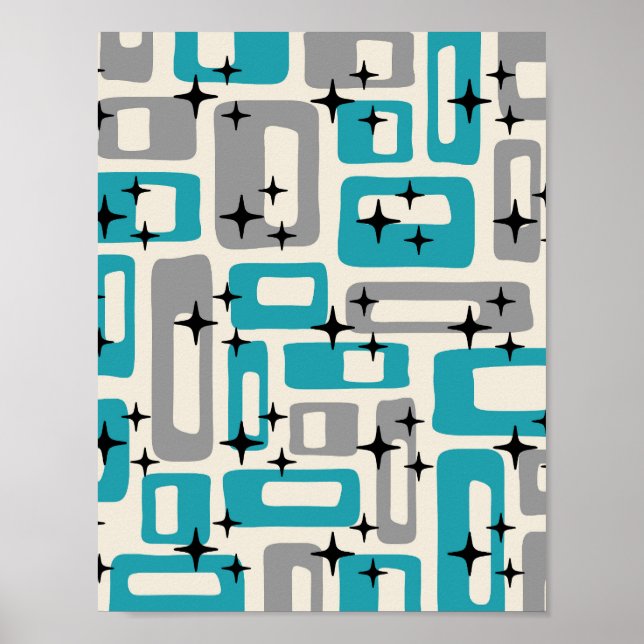 Póster Abstracto Moderno Retro de Mitad de Siglo (Frente)