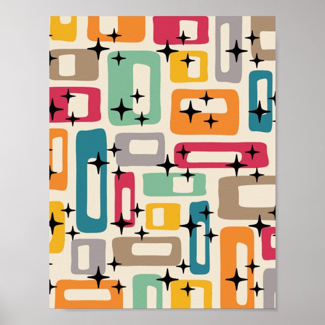 Póster Abstracto Moderno Retro de Mitad de Siglo (Frente)