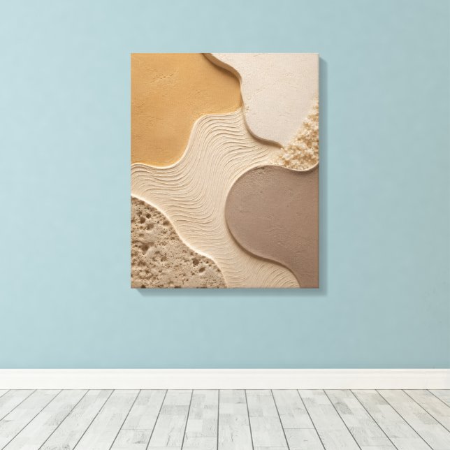 Póster abstracto orgánico neutro en lienzo (Insitu (piso de madera))