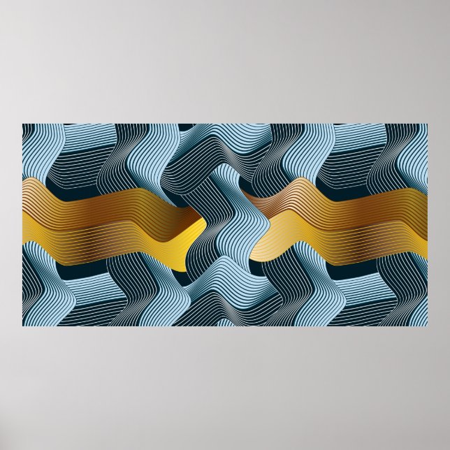 Póster Abstracto ornamento sin fisuras con ondas (Frente)