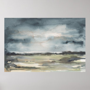 Póster Abstracto Paisaje Neutral Oscuro acuarela