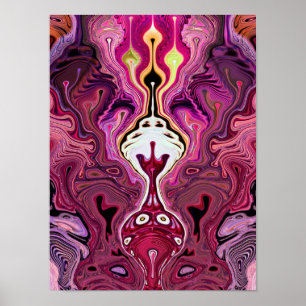 Póster Abstracto Psicodélico Rosa