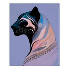 Póster Abstrakter Panther Kopf in Pastellharmonie