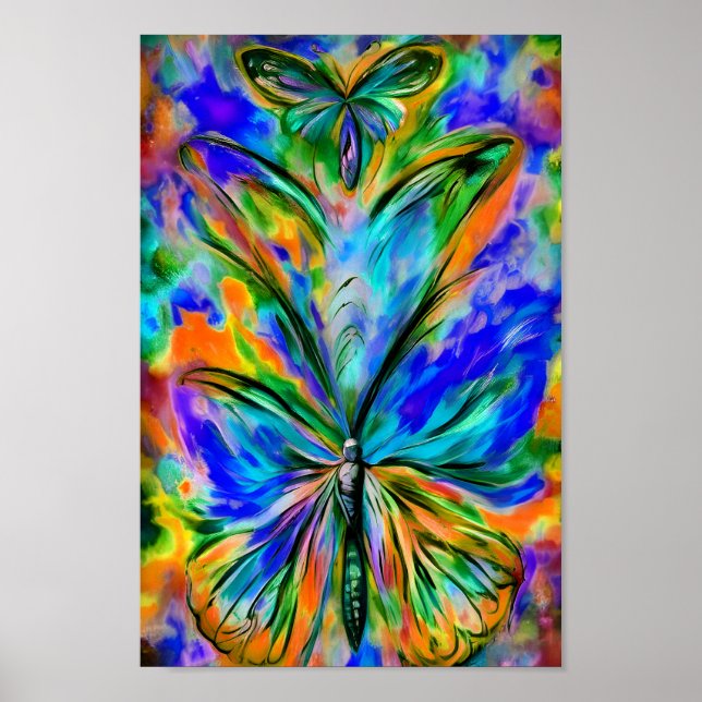 Póster Abstrakter Schmetterling # 1 , Variación 1 (Frente)