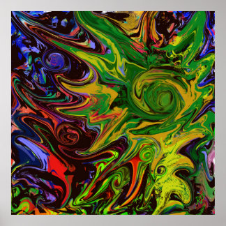 Póster Abstraktes Bild mit dem Titel "Welten entstehen"