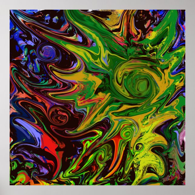 Póster Abstraktes Bild mit dem Titel "Welten entstehen" (Frente)