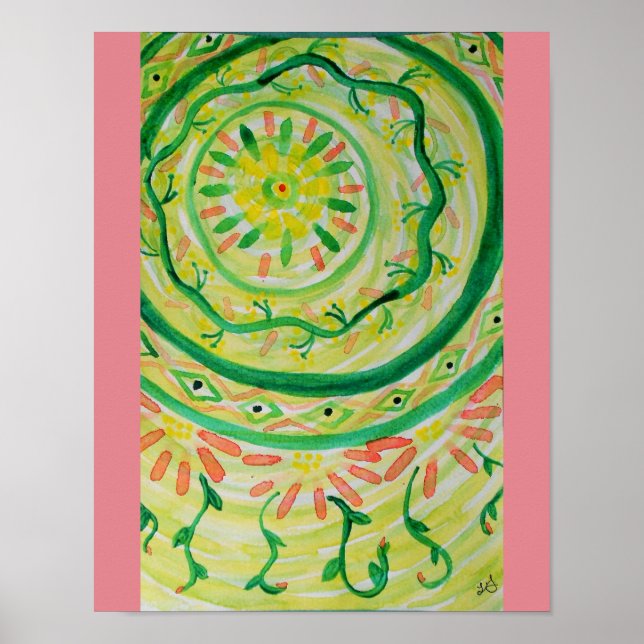 Póster Abstrato manala floral acuática (Frente)