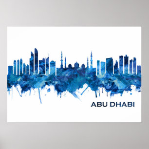 Póster Abu Dhabi UAE Skyline Blue