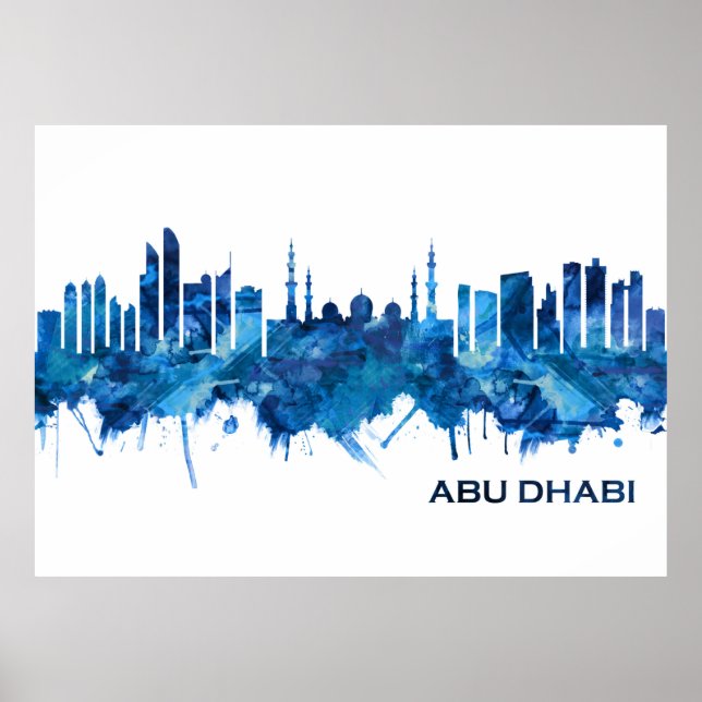 Póster Abu Dhabi UAE Skyline Blue (Frente)