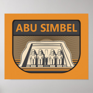 Póster Abu Simbel Egypt Travel Art Retro