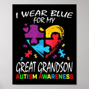 Póster Abuela Abuelo Azul Para El Autismo De Mi Bisnieto
