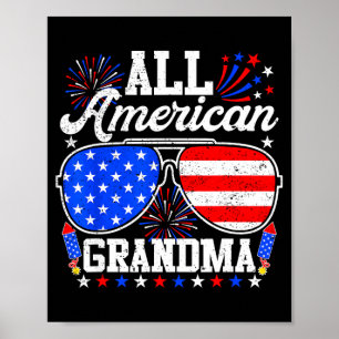Póster Abuela americana gafas de sol 4 de julio familia