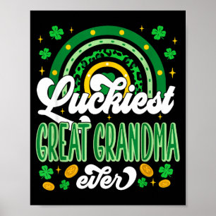 Póster Abuela bisabuela más afortunada tréboles suerte st