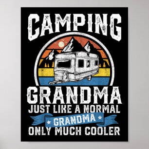 Póster Abuela de acampada Divertida Camper Rv Retro Mujer