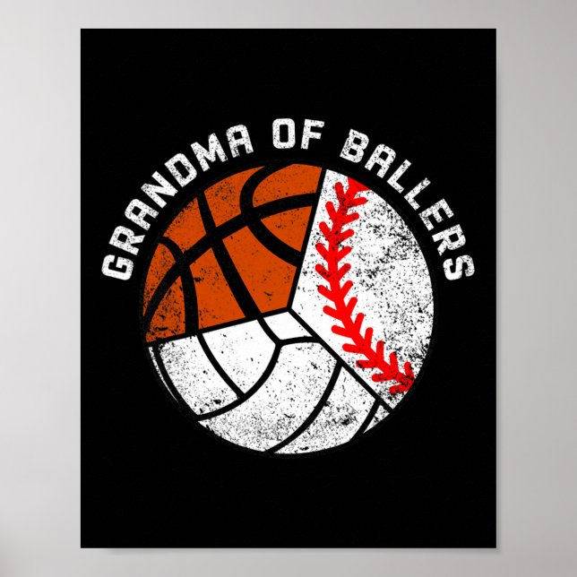 Póster Abuela De Ballers Diversión Baloncesto De Voleibol (Frente)