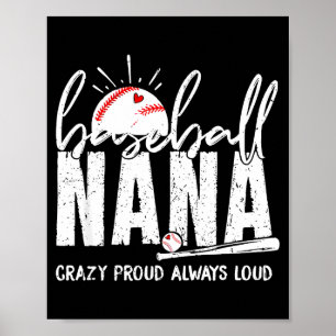 Póster Abuela de béisbol loca orgullosa fuerte divertida