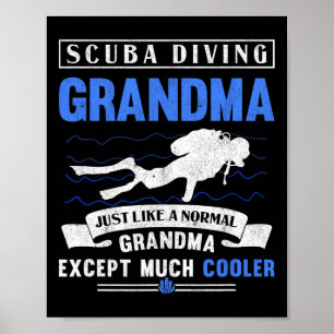 Póster Abuela de buceo Scu Submarinismo Abuela Abuela Sub