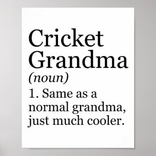 Póster Abuela de cricket definición divertida sarcástica