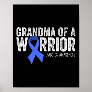 Póster Abuela de guerrero Cinta azul diabética T1D Supp