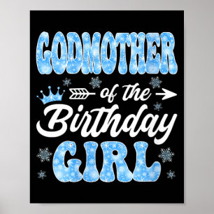 Póster Abuela de la cumpleañera copos de nieve