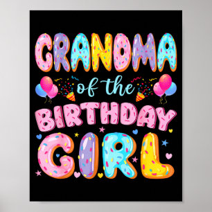 Póster Abuela de la cumpleañera dulce donut cumpleaños