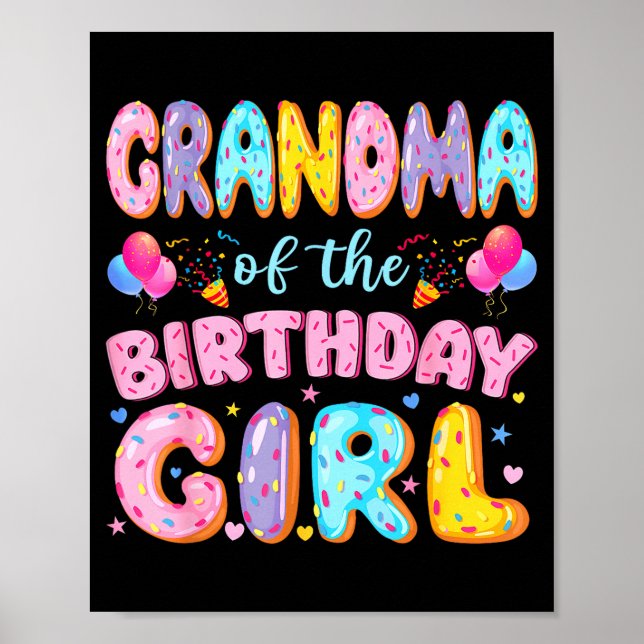 Póster Abuela de la cumpleañera dulce donut cumpleaños (Frente)