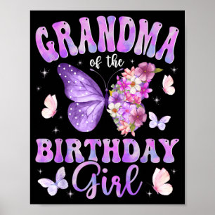 Póster Abuela de la Fiesta de Mariposas de la Cumpleañera