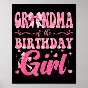Póster Abuela de la niña del cumpleaños Familia Nk Coquet
