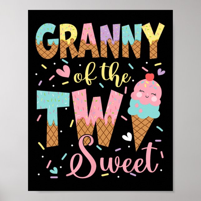 Póster Abuela De Las Dos Dulces Chicas Ice Crea (Frente)