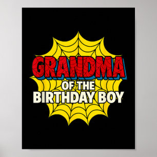 Póster Abuela de los niños del cumpleañero tema de araña