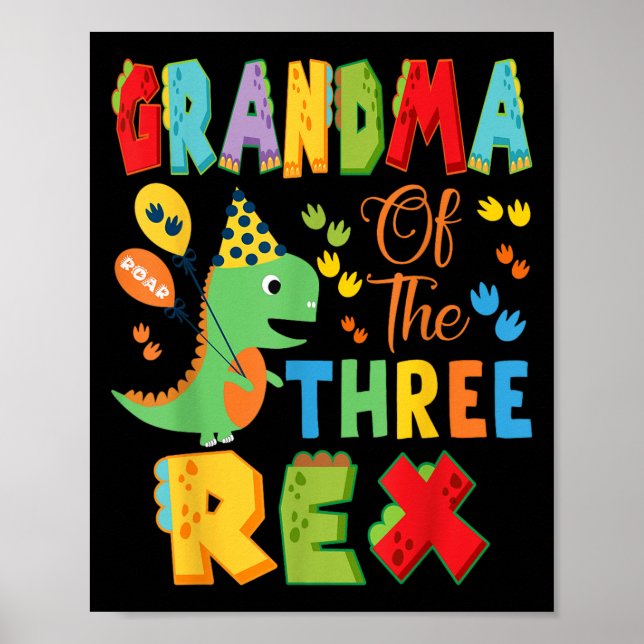 Póster Abuela De Los Tres Rex Dinosaurio (Frente)