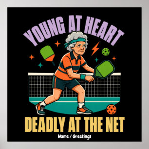 Póster Abuela de Pickleball Divertida, Joven de Corazón,