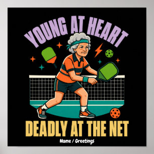 Póster Abuela de Pickleball Divertida, Joven de Corazón,