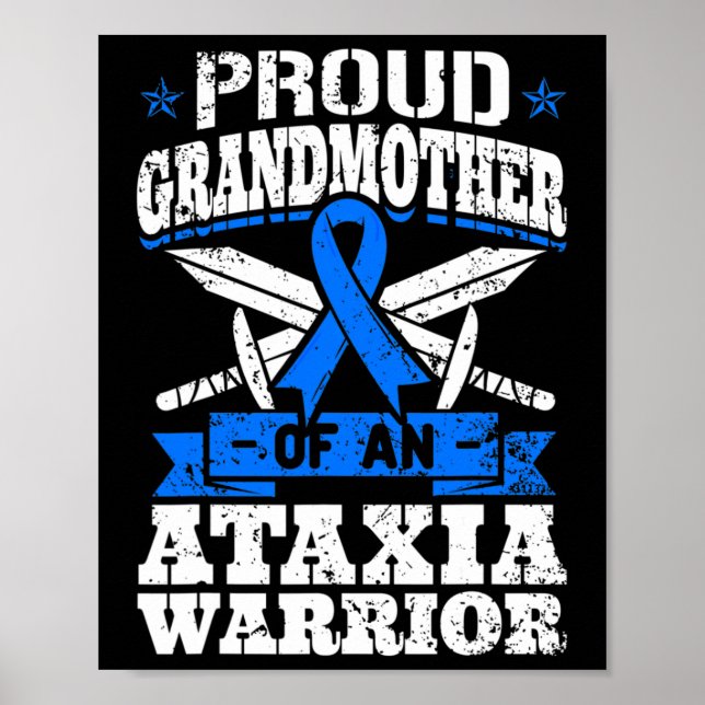 Póster Abuela De Un Guerrero De Ataxia Cinta De Concienci (Frente)