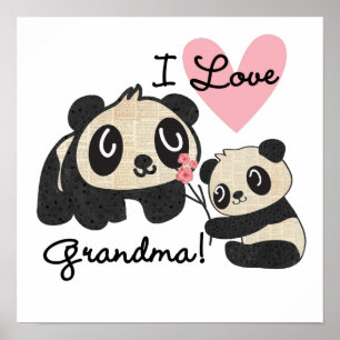 Póster Abuela del amor de los osos de panda I