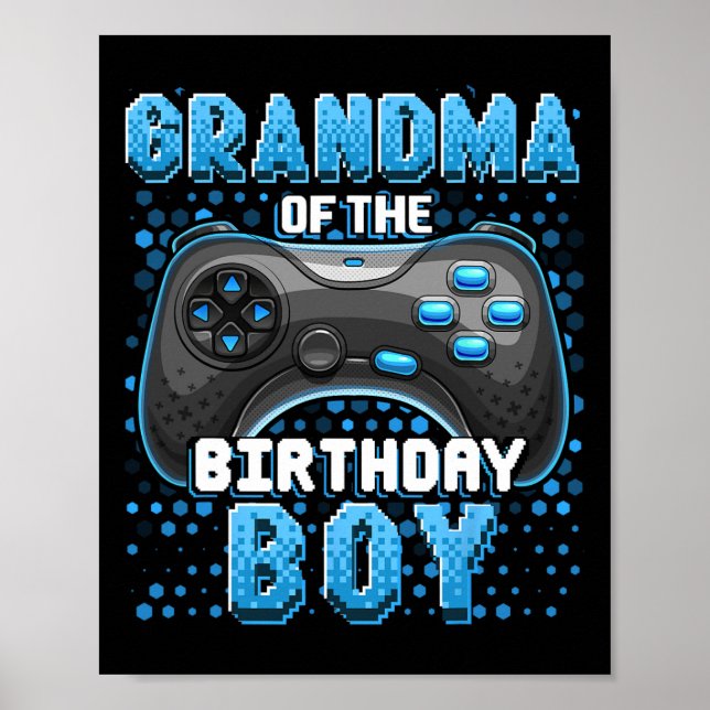 Póster Abuela Del Bi De Videojuego De Cumpleaños (Frente)
